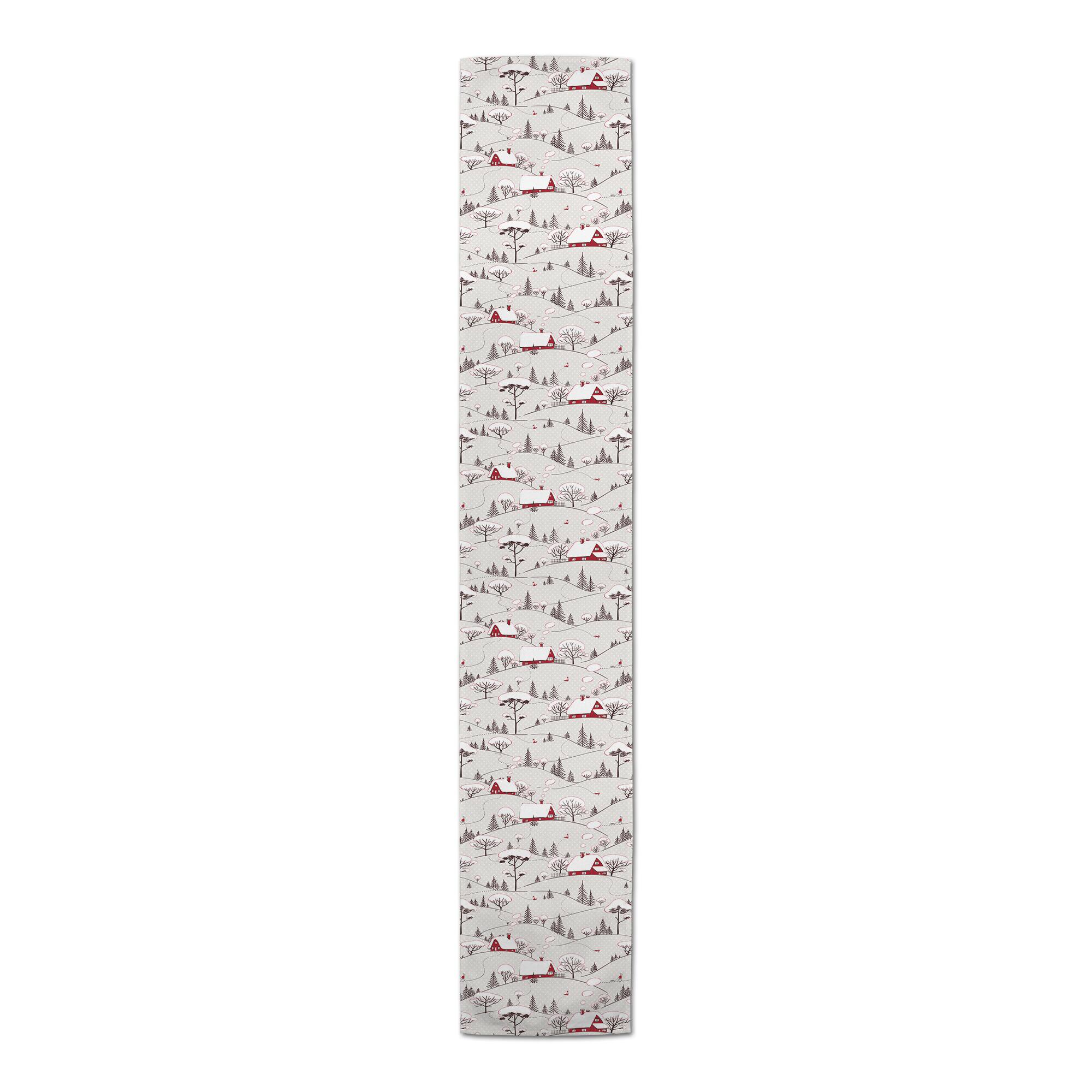 Snowy Village 16x90 Poly Twill Table Runner